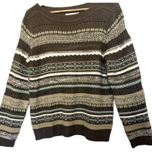 Debbie Morgan Womens Coastal Preppy Striped Knit Sweater Size‎ L Classic Light